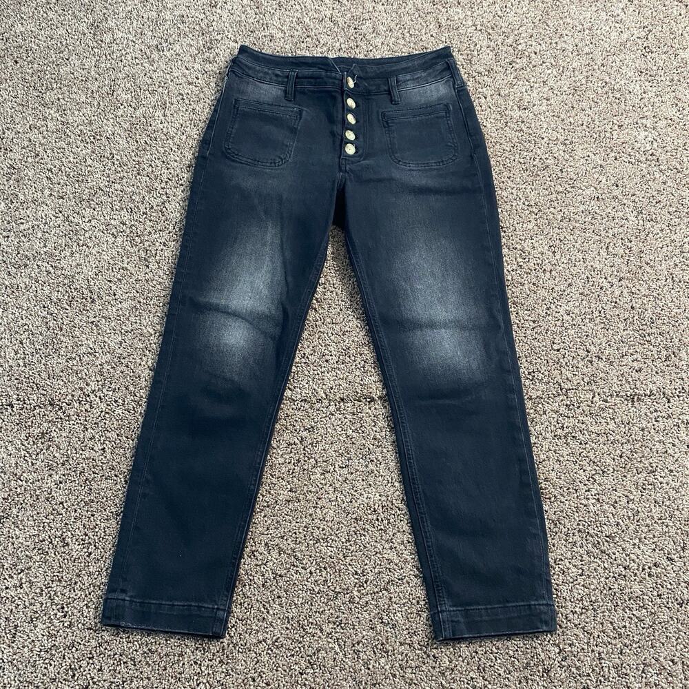 Pilcro And The Letterpress Anthropologie Black High Rise Slim Fit‎ Jeans Sz 27